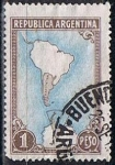 Stamps Argentina -  Mapa mostrando l' Antartida