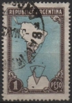 Stamps Argentina -  Mapa mostrando l' Antartida