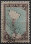 Stamps Argentina -  Mapa mostrando l' Antartida