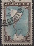 Stamps Argentina -  Mapa mostrando l' Antartida