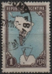 Stamps Argentina -  Mapa mostrando l' Antartida