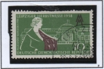 Stamps Germany -  Mujer y Estacion ' Leipzig