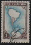 Stamps Argentina -  Mapa mostrando l' Antartida