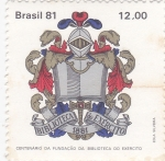 Sellos de America - Brasil -  Centenario Fundación Biblioteca del Ejercito