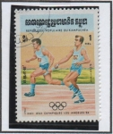 Stamps Cambodia -  Juegos Olimpicos Los Angeles: Relay Race