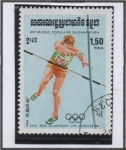 Stamps Cambodia -  Juegos Olimpicos Los Angeles:  Pertiga