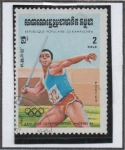 Stamps Cambodia -  Juegos Olimpicos Los Angeles:  Jabalina