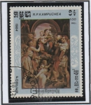 Stamps Cambodia -  Pimturas d' Correggio: Mujer y niño