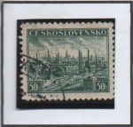 Stamps Czechoslovakia -  Vista d' Pilsen