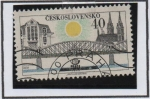 Stamps Czechoslovakia -  Puentes d' Praga. Railroad