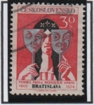 Stamps Czechoslovakia -  Actriz Sosteniendo Mascaras