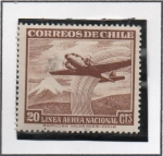 Stamps Chile -  Avion sobre montañas nevadas