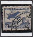 Stamps Chile -   Avión y Estatua d' l' Isla d' Pascua