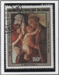 Stamps Republic of the Congo -  Pinturas: Virgen y Niño, d' Botticelli