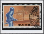 Stamps North Korea -  Bombero y Coche d' Bomberos