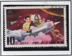 Stamps North Korea -  Dia internacional d' niño: niños Viaje en Cohete