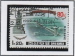 Stamps North Korea -  80 cumpleaños d' Kim II Sung: Monumento, West dique d' mar