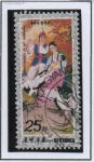 Stamps North Korea -  Cuento d' Hadas: Pareja con bebe