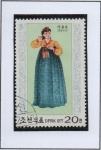 Stamps North Korea -  Trajes d' temporadas d' l' Dinastía L: Otoño