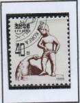 Stamps North Korea -  Estatuas d' Niños: Muchacho y Ganso