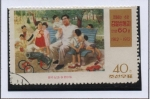 Stamps North Korea -  Retratos d' Kim II Sung: En el parqu con niños