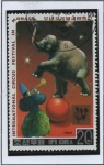 Stamps North Korea -  Circo: Artistas Clown y el Elefante