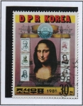 Stamps North Korea -  Philex Francia'82: Mona Lisa y seis sellos Franceses
