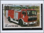 Stamps North Korea -  Veiculos d' Bomberos: Chemicar fire engine