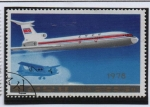 Stamps North Korea -  Aviones d' Pasajeros: Tupolev Tu-154 y Antonov An-2 biplano