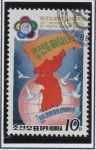 Stamps North Korea -  Festival Mundial d`l` Juventud: Mapa d' Corea