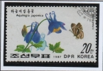 Sellos de Asia - Corea del norte -  Flores y Mariposas: Neptis Philyra y Aguilegia