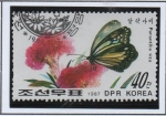 Stamps North Korea -  Flores y Mariposas: Sita Parantica y Celosia