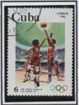 Sellos de America - Cuba -  Juegos Olímpicos los Ángeles: Baloncesto