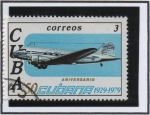 Sellos de America - Cuba -  50 Aniv. d' l' Aerolíneas Cubanas: Duglas DC.3