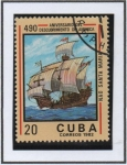 Stamps Cuba -  490 aniv. descubrimiento d' América: Sata Maria