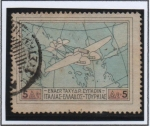 Stamps Greece -  Avion sobre Mapa d' Europa