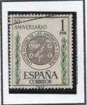 Stamps Spain -  L Aniv. d' l' Unión Postal d' l' Américas y España