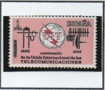 Stamps Spain -  Centenario d' l' Union Internacional d' l' Telecomunicaciones