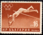 Sellos del Mundo : Europe : Bulgaria : 1956 Olimpiada de Melbourne salto de pertiga