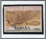 Stamps Spain -  C Centenario d' l' Palmas d' G. Canarias. Plano d' l' Ciudad