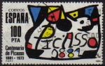 Stamps Spain -  ESPAÑA 1981 2609 Sello Homenaje a Pablo Ruiz Picasso de Joan Miro Usado Yvert2237 Scott2230