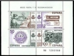 Stamps Spain -  ESPAÑA 1981 2641 Sellos ** HB Museo Postal Telegrafista, Furgon, Emblema y Legado Dr. Thebussem