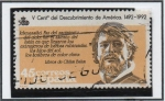 Stamps Spain -  V Centenario d' Descubrimiento d' América: Extranjero d' Barbas Ridiculas