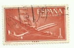 Sellos de Europa - Espa�a -  Superconstellation y nao Santa Maria-1172