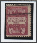 Stamps Spain -  Vistas d' l' Exposición y Escudo