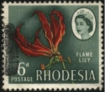 Stamps Africa - Zambia -  Rhodesia. LILY FLAME. Planta Gloriosa de las tuberosas, herbáceas deciduas y perennes.