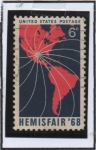 Stamps United States -  Mapa d' America