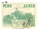 Stamps Peru -  monumento al agricultor indigena