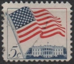 Stamps United States -  Bandera y Casa Blanca