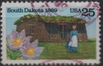 Stamps United States -  State Flower pionear Woman